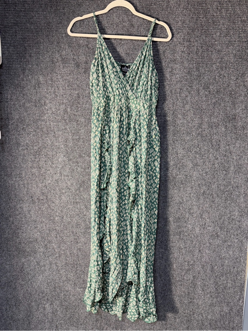 Angie cactus Green Wrap Maxi Dress - Sleeveless V-Neck western boho